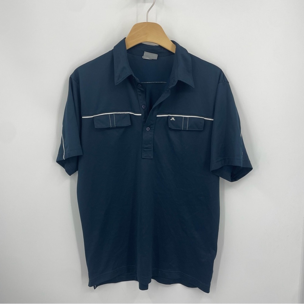 J. Lindeberg Fieldsensor fabric Mens golf Polo navy‎ blue Sz L